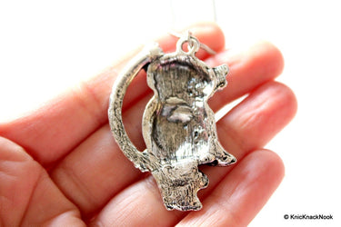 Silver Owl On Branch With Colourful Rhinestones Pendant